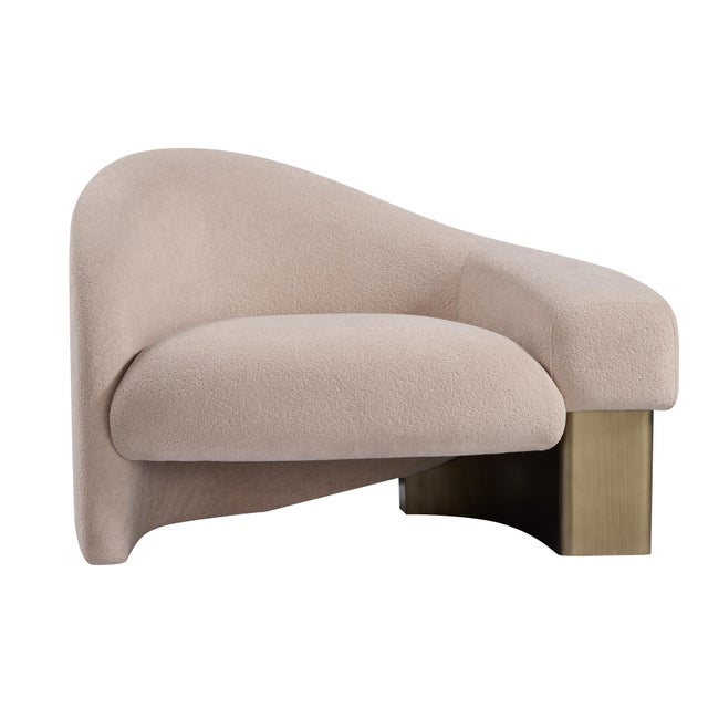 Contemporary Lucques Left Arm Modern Taupe Bouclé Curved Accent Chair For Sale - Image 3 of 4