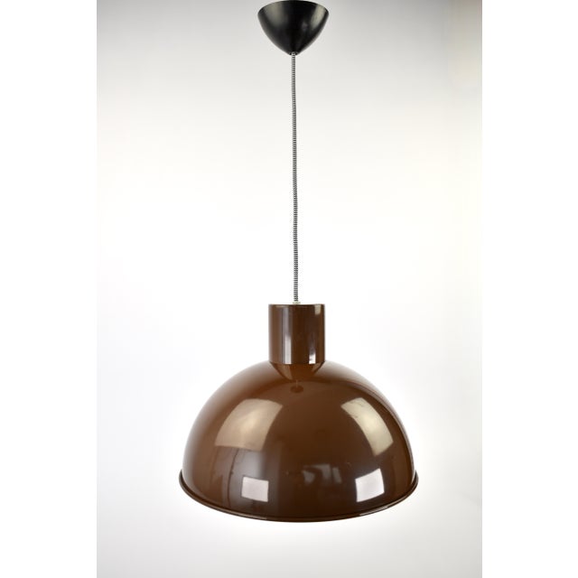 Mid 20th Century Midi Bunker Fog & Mørup Pendant Light by Jo Hammerborg in Chocolate Brown For Sale - Image 14 of 17