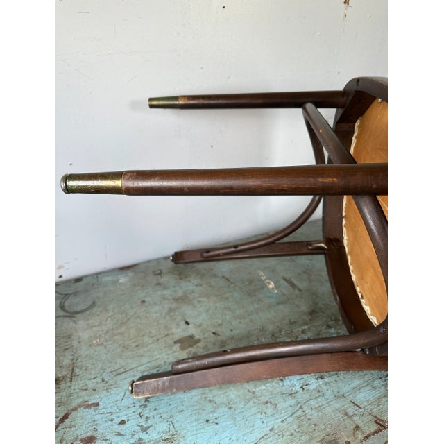 Wood Mid 20th Century Bentwood Mid-Century Cream Leather Armchair With Nail-Head Details For Sale - Image 7 of 13