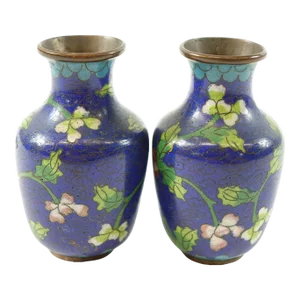 Vintage Chinese Cloisonne Vases - A Pair