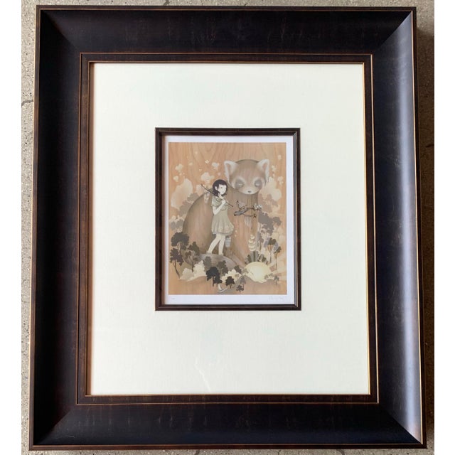 1980s Girl and Cat Art Japanese Drawing For Sale - Image 4 of 10