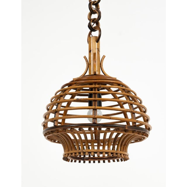 Mid-Century French Riviera Pendant in Bamboo and Rattan, Italy, 1960s For Sale - Image 9 of 12