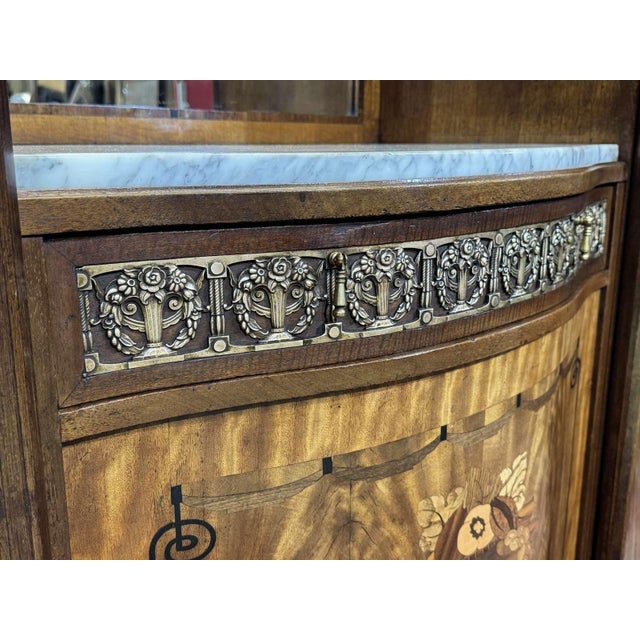 Wood Art Deco Period Sideboard in Mahogany, Oak and Marble Top, 1930s For Sale - Image 7 of 18