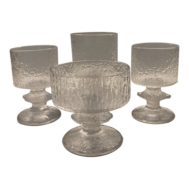 1960s Organic Modern Festivo Wine Goblets by Timo Sarpaneva for Iittal, Finland - Set of 4 For Sale