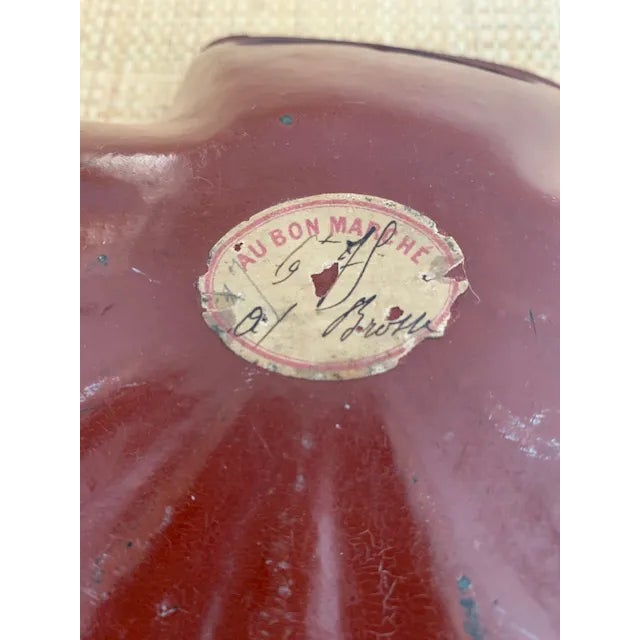 Antique French Chinsoiserie Papier Mache Dustpan & Brush - Deep Oxblood Red For Sale - Image 9 of 10