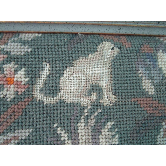 Medieval Lady Falconer Needlepoint Art in Antique Gold Frame Guc For Sale - Image 10 of 18