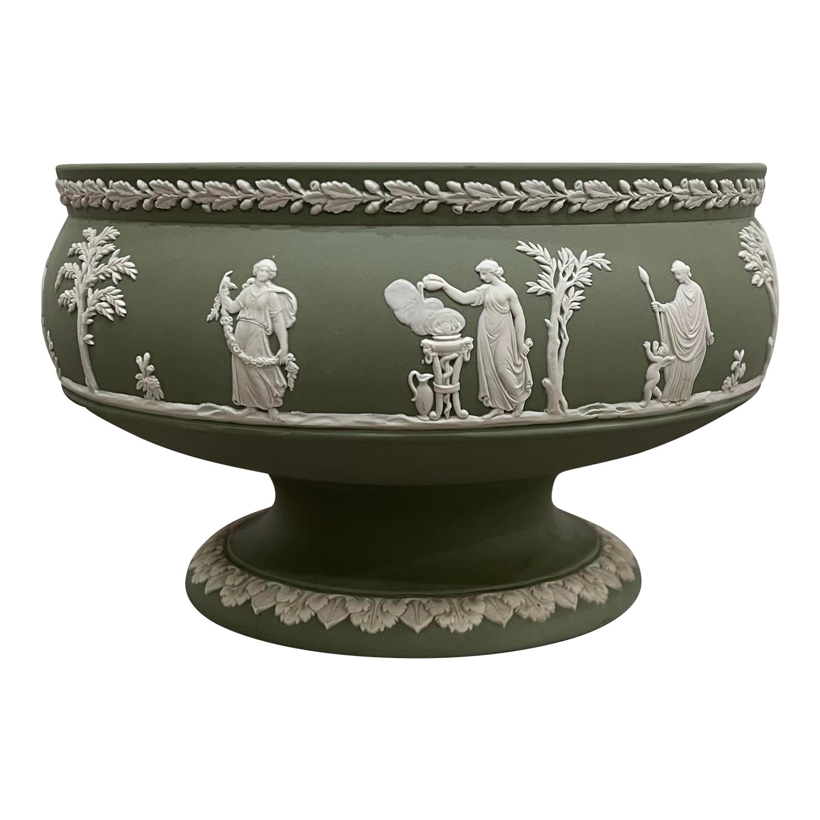 Sage Green Wedgwood Jasperware Footed Bowl, Circa 1910 Chairish
