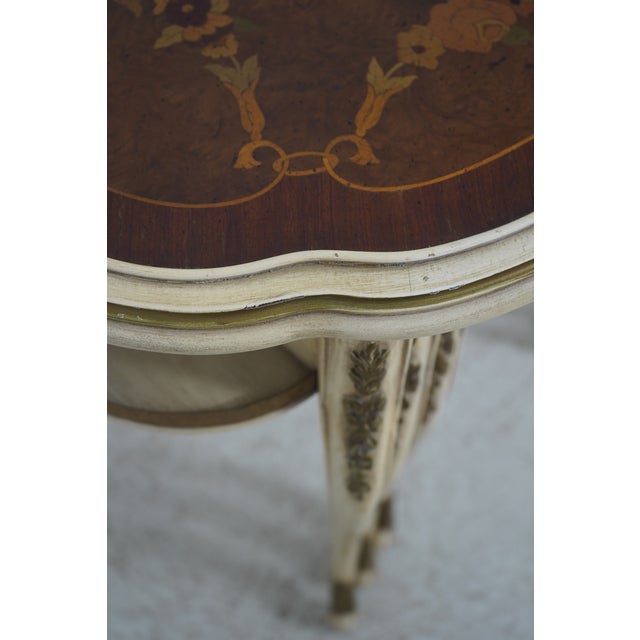 Vintage French Louis XIV Paint Decorated & Inlaid Nesting Tables For Sale - Image 15 of 16