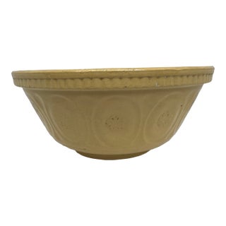 Vintage Yellow Ware Pottery Mixing Bowl For Sale