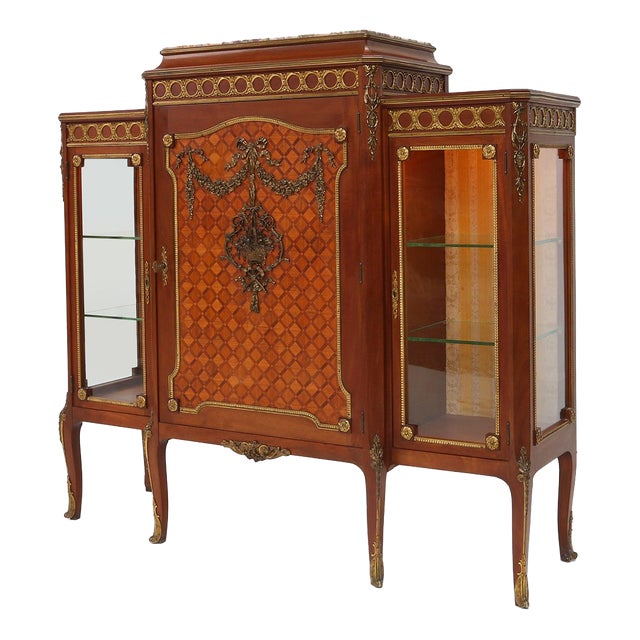 Louis XVI Display Cabinet in Marquetry with Light, France, 1850s For Sale
