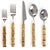 The quintessential spring and summer dinner party flatware! This natural bamboo handle flatware service has a nice...