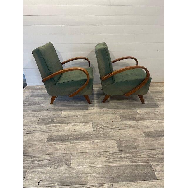 Original art-deco mad-man relex chairs by jidrich halabala model ‘c ‘ 1920-1940 original good canvas base and wood,springs...