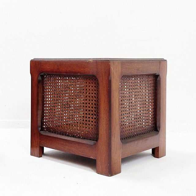 Late 20th Century Vintage Planters in Wood and Woven Cane Panels, 1970s, Set of 2 For Sale - Image 5 of 14