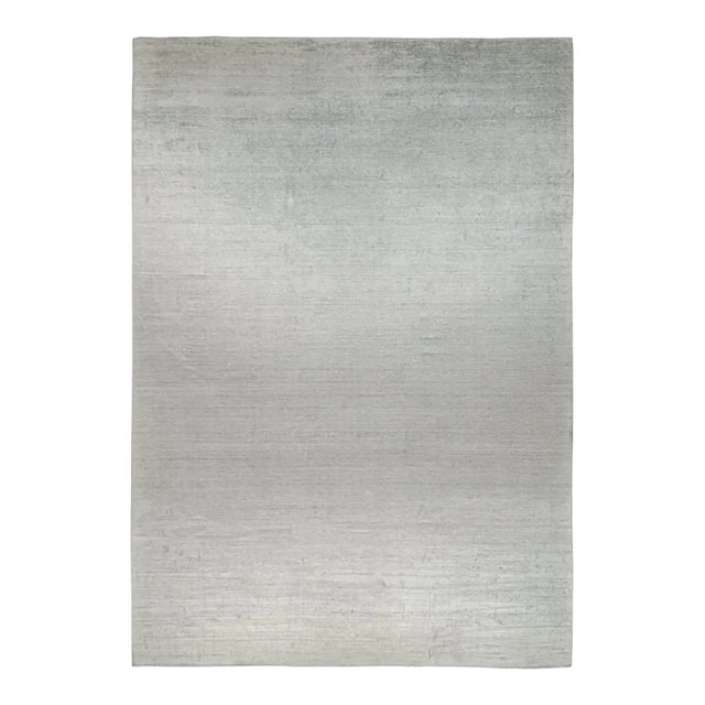 2010s Rug & Kilim’s Modern Rug in Solid Gray and Off-White Striae - 14x20 For Sale