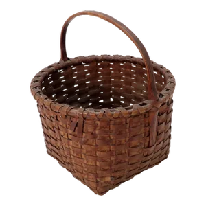 Antique Northeastern American Hand Woven Wood Splint Hoop Handle Basket - Beautiful Condition
