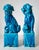 Asian Style Vintage. C.1935-50's (Japan) Ceramic Porcelain Cerulean Blue Glazed Foo Dogs - Pair For Sale - Image 4 of 18
