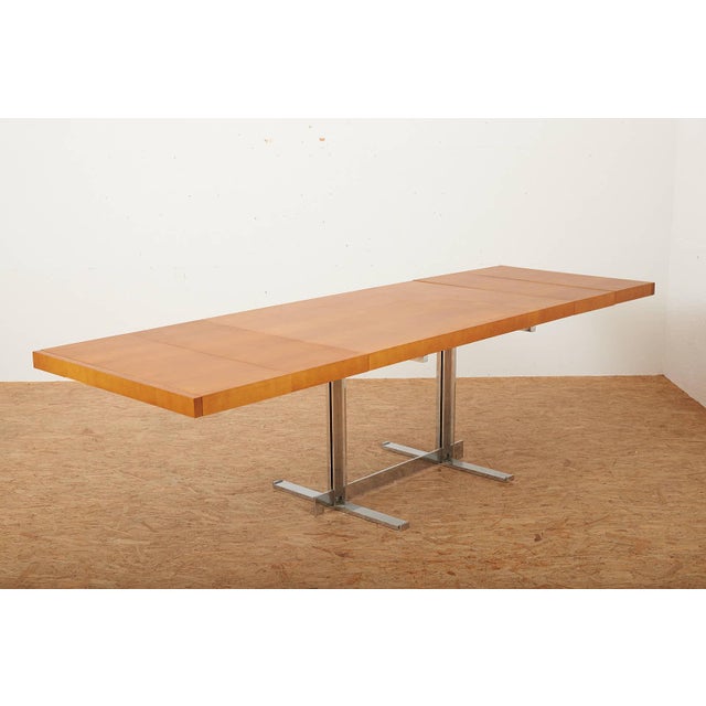 Table with Chrome-Plated Steel Frame and 4 Extensions For Sale - Image 9 of 14