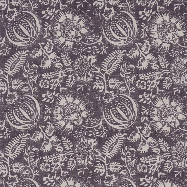 SAMPLE - Schumacher Pomegranate Print Fabric In Aubergine For Sale