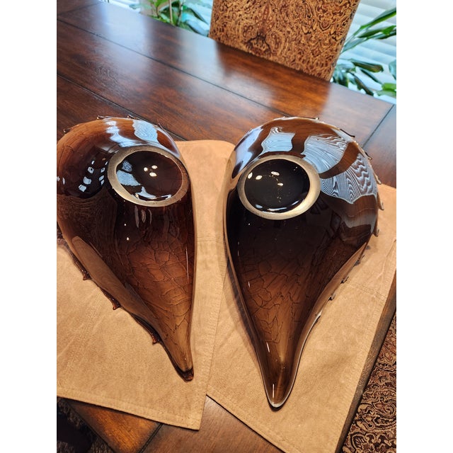 Pair of Mid 20th Century Alfredo Barbini 17" Lattino Contribute (Cased) Shell Brown & Cream Bowls For Sale - Image 9 of 9