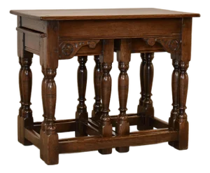 Circa 1900 Set of Three Oak Nesting Tables