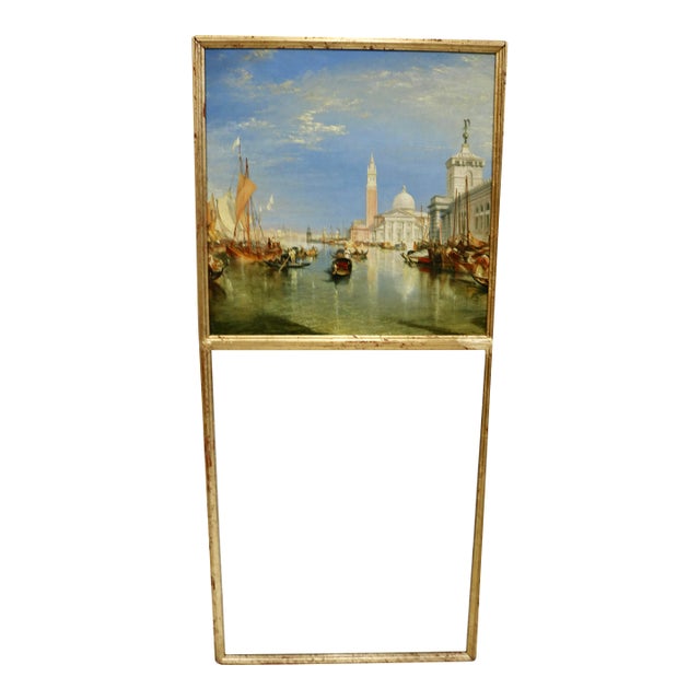 Vintage Trumeau Mirror With View of Venice For Sale