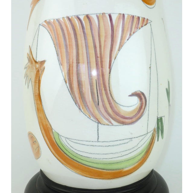 Elc Du Nord Ceramic Mid-Century Modern Table Lamps With Ship Motif, a Pair For Sale - Image 4 of 11