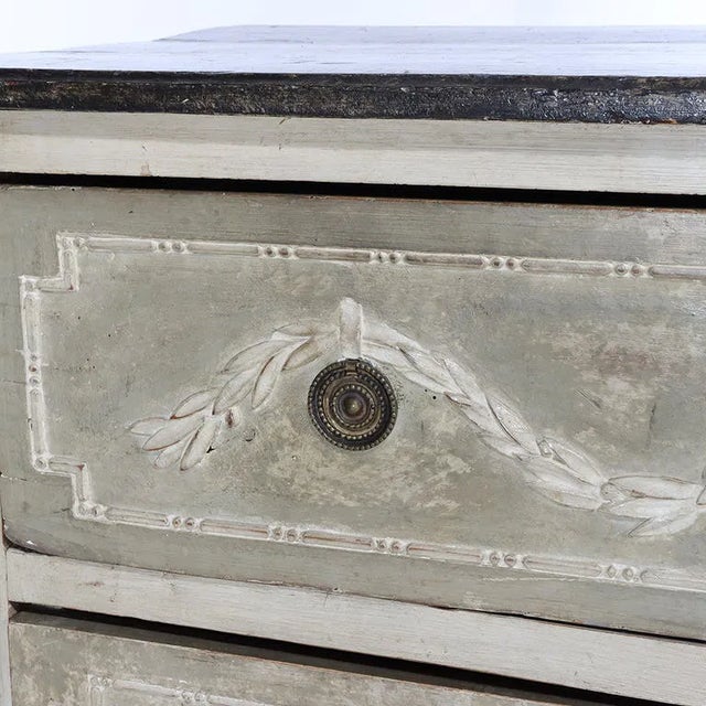 Swedish Gustavian Painted Two-Drawer Chest With Carved Laurel Swags, Late 18th Century For Sale - Image 9 of 17