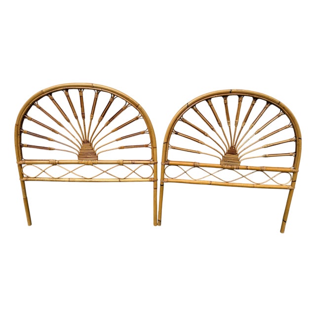 Headboards in Bamboo and Rattan, France, 1960s, Set of 2 For Sale