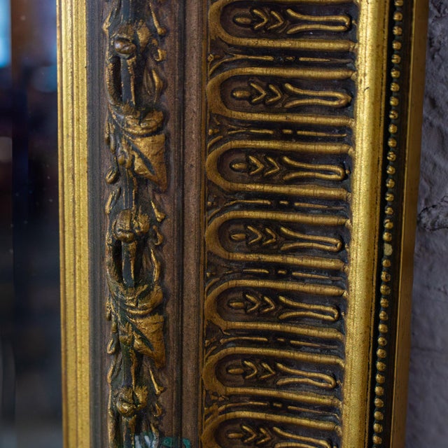 Late 20th Century Neoclassical to Traditional Large Wall Mirror Rectangular Antiqued Gold Frame For Sale - Image 15 of 18