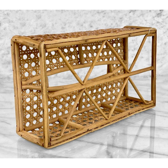 Wood Vintage Boho Coastal Rattan Natural Woven Cane Tissue Box Cover Holder For Sale - Image 7 of 7