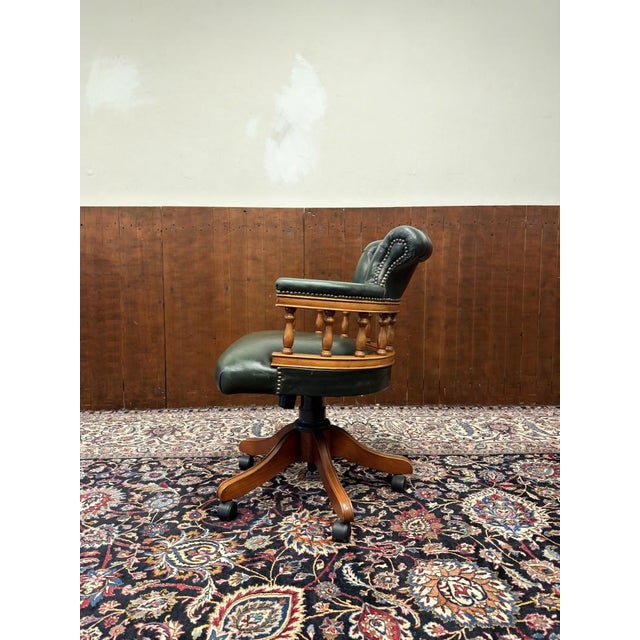 English Chesterfield Captain Desk Chair For Sale - Image 3 of 8