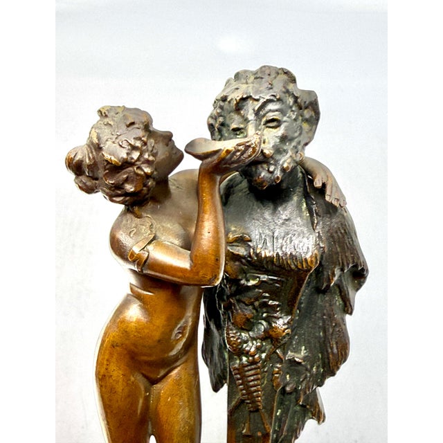 Metal Early 20th Century Neo Classical Grand Tour Bronze of Nymph Giving Pan Water For Sale - Image 7 of 15