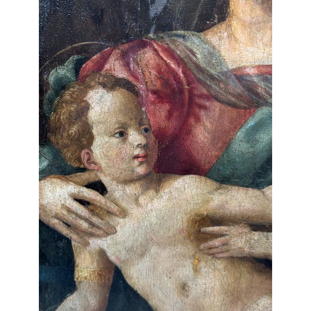 Italian School Artist, Holy Family, 1500s, Oil Painting, Framed For Sale - Image 4 of 11