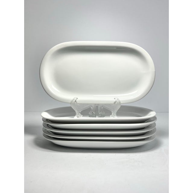 Crate & Barrel Set of 6 Porcelain White Oval Oblong Appetizer Plates 9 1/4” Excellent condition. No chips, cracks, or...