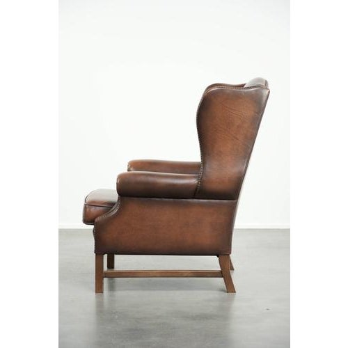 2000 - 2009 English Cowhide Wing Armchair For Sale - Image 5 of 13