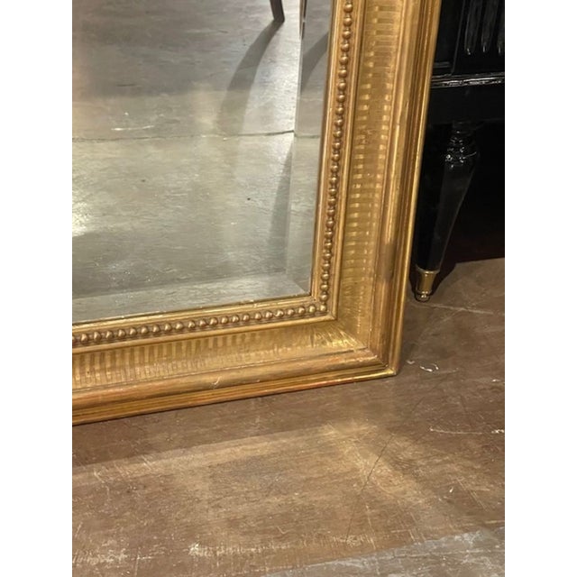 19th C. French Louis Philippe Giltwood Mirror With a Line Pattern For Sale - Image 4 of 8