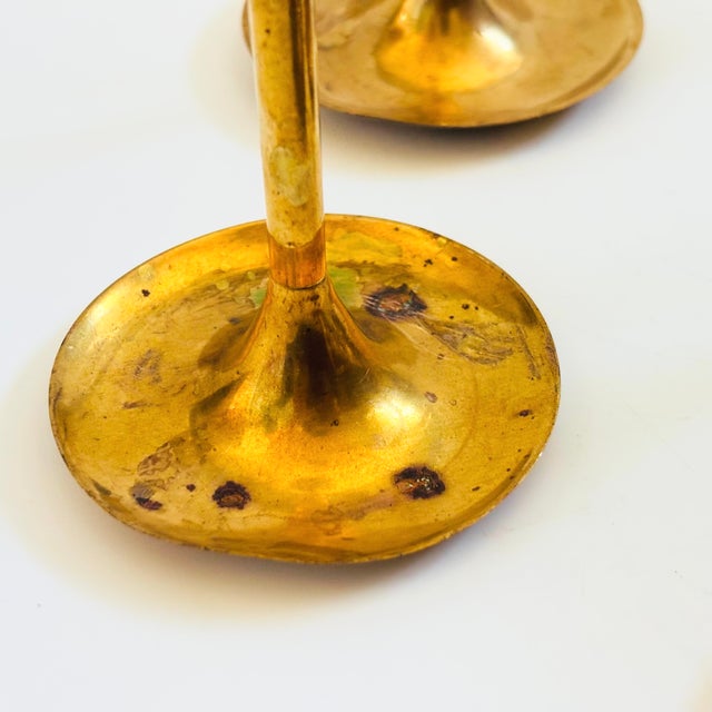 Graduated Brass Candlestick Holders - Set of 7 For Sale - Image 11 of 12