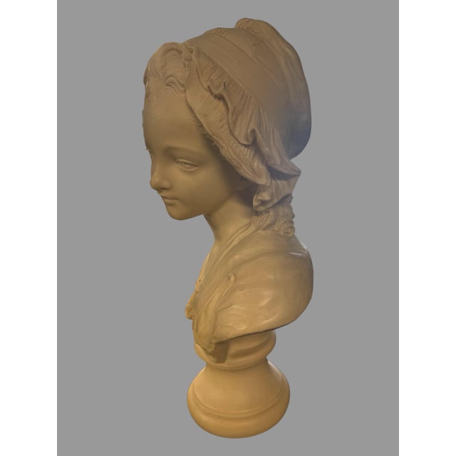 Vintage Grinham Niam Paris French Resin 18" Peasant Girl Bust Statue Sculpture For Sale - Image 10 of 12