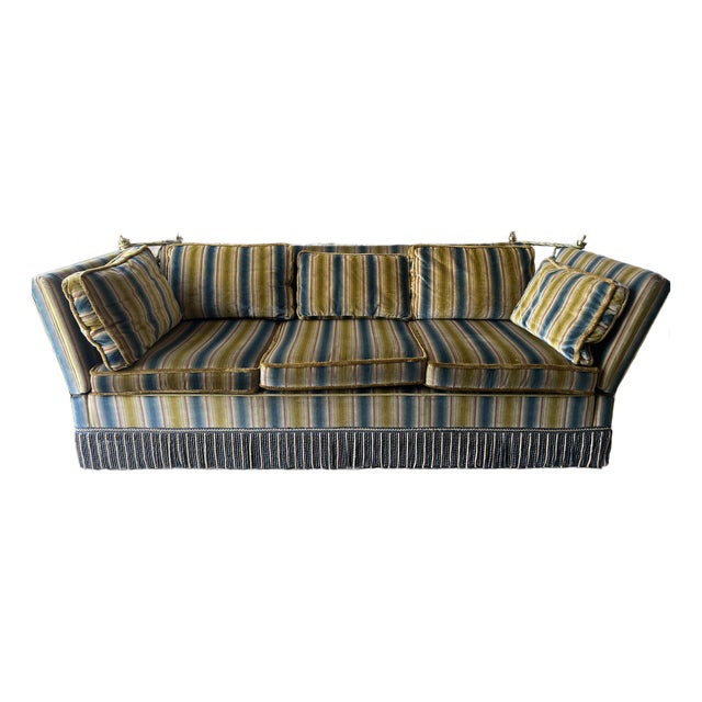 1960s 3 Seater Blue, Chartruese Sofa (2 Available) For Sale