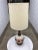 Mid-Century Modern Mid-Century Modern Tall Glazed Ceramic Painted Single Gourd Table Lamp and Barrel Shade - a Pair For Sale - Image 3 of 13