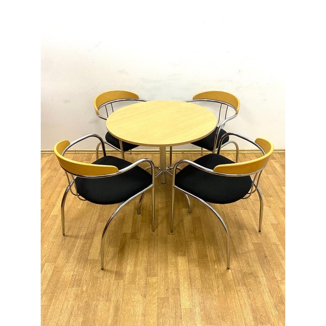 1970s Vintage Dining Set with Chrome Tube Frame, 1970s, Set of 5 For Sale - Image 5 of 13
