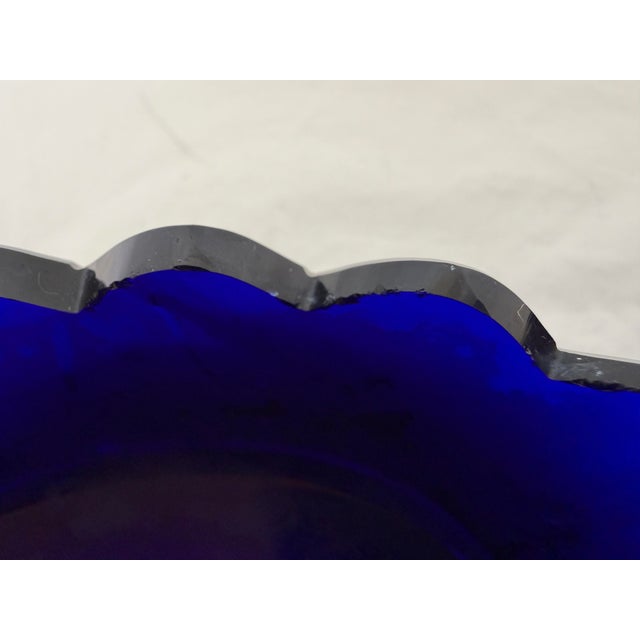 A Pair of Rare William IV Bristol Blue Glass Salts C1830 With Unusual Petal Cut Rims For Sale - Image 11 of 12