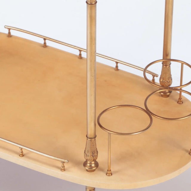 Animal Skin Aldo Tura Mid-Century Modern Bar Cart For Sale - Image 7 of 9