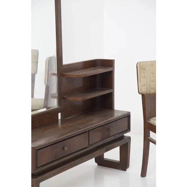 Paolo Buffa Vanity Mirror, Armchairs and Ottoman by Paolo Buffa, 1950s, Set of 4 For Sale - Image 4 of 13