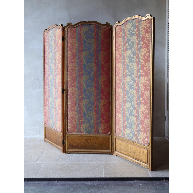 Antique French Gilded Wood Three-Panel Room Divider, 1890s For Sale - Image 12 of 16