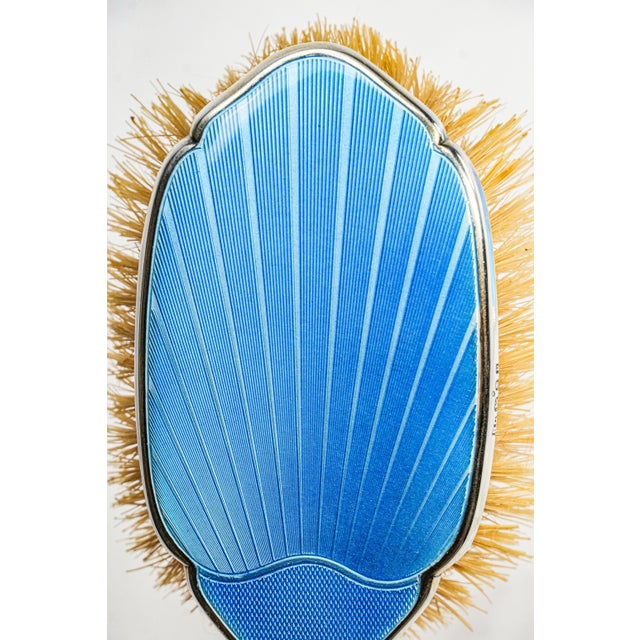 Amazing Antique Guilloche Enamel Sterling Silver Mirror & Brush Set Boxed London 1930 Art Deco Luxury For Sale - Image 12 of 17