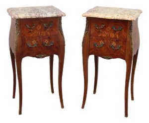1920s Pair of French Louis XV Style Rosewood Side Tables Nightstands