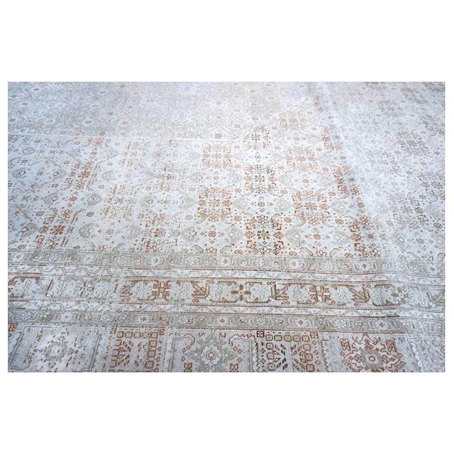 Antique Persian Tabriz Wool 13x18 Gray & Ivory Handmade Oversized Area Rug #1142928 For Sale - Image 14 of 16