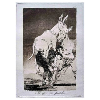 Francisco Goya, Tu que no puedes, Original Etching, 1799 For Sale