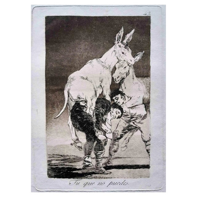 Francisco Goya, Tu que no puedes, Original Etching, 1799 For Sale